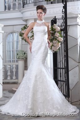 Lovely Mermaid Sweetheart Court Train Tulle Lace Wedding Dress