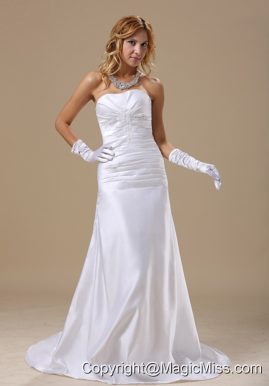 Strapless Applqiues Custom Made and Ruched Bodice For Wedding Dress