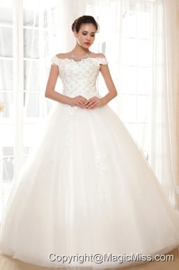 Perfect Ball Gown Off The Shoulder Floor-length Tulle Appliques Wedding Dress