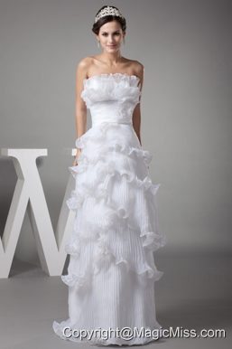 Ruffles Column / Sheath Strapless Long Wedding Dress