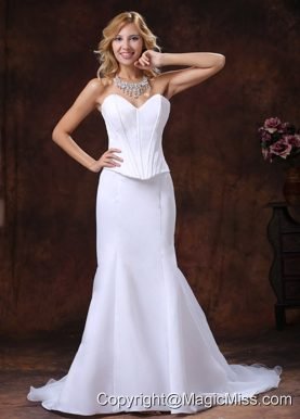 Simple Mermaid Sweetheart Court Train Wedding Dress For Custom Made