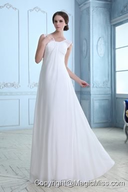 To Seller Empire V-neck Floor-length Chiffon RuchWedding Dress