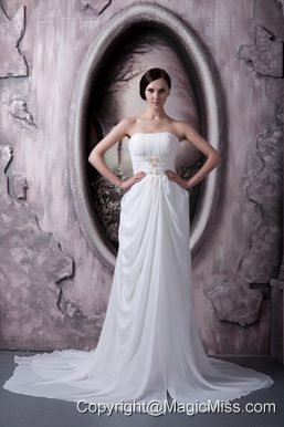 Custom Made Empire Strapless Sweep Train Appliques Chiffon Wedding Dress