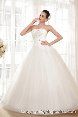 Brand New Ball Gown Strapless Floor-length Tulle Appliques Wedding Dress