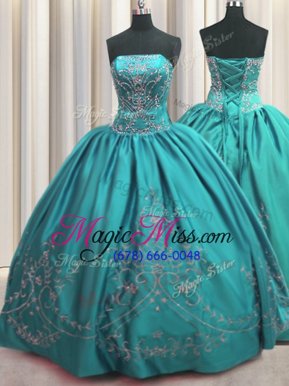 Sleeveless Beading and Embroidery Lace Up Sweet 16 Dress