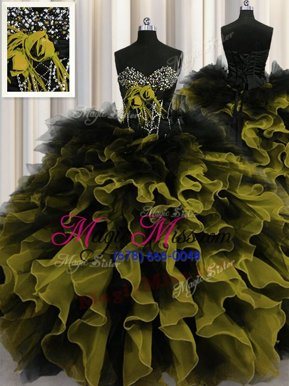 Extravagant Multi-color Sweetheart Neckline Beading and Ruffles Quinceanera Gowns Sleeveless Lace Up