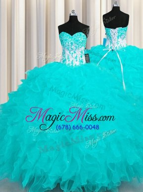 Custom Made Sleeveless Lace Up Floor Length Appliques and Ruffles Vestidos de Quinceanera