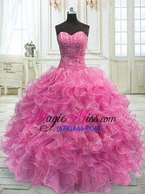 Amazing Organza Sleeveless Floor Length Quinceanera Dresses and Beading and Ruffles