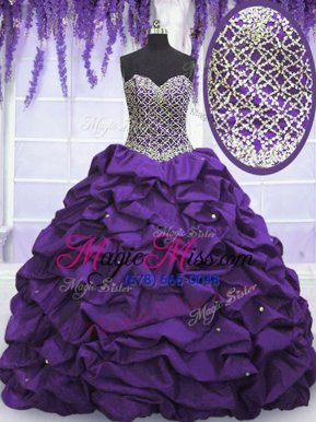 Sequins Pick Ups Floor Length Eggplant Purple Quinceanera Dress Sweetheart Sleeveless Lace Up