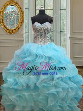 Modern Organza Sleeveless Floor Length Sweet 16 Quinceanera Dress and Beading and Ruffles