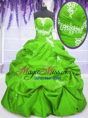 High Class Sleeveless Floor Length Appliques and Pick Ups Lace Up Sweet 16 Quinceanera Dress with