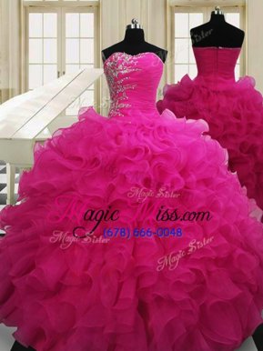 Organza Sleeveless Floor Length Quinceanera Dress and Beading