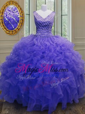 Sophisticated Floor Length Ball Gowns Sleeveless Purple Sweet 16 Dress Zipper