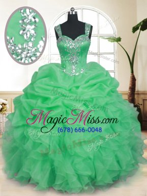 Lovely Sleeveless Floor Length Beading and Ruffles and Pick Ups Zipper Quinceanera Dresses