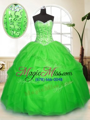 Fancy Sleeveless Floor Length Sequins and Pick Ups Lace Up Quinceanera Dresses with