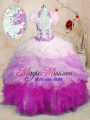 Eye-catching With Train Multi-color Vestidos de Quinceanera Sweetheart Sleeveless Brush Train Lace Up