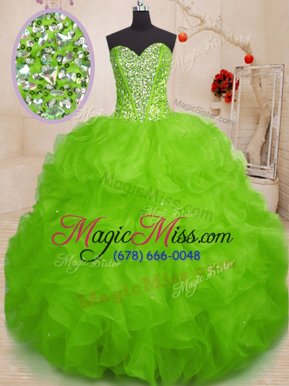 Top Selling Organza Sweetheart Sleeveless Lace Up Beading and Ruffles Quinceanera Dresses in