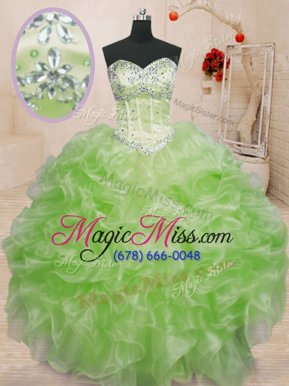 Sweetheart Neckline Beading and Ruffles Sweet 16 Quinceanera Dress Sleeveless Lace Up