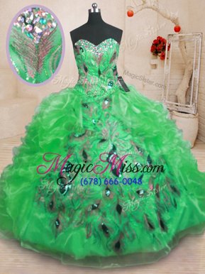 Chic Sleeveless Beading and Appliques and Ruffles Zipper Sweet 16 Dresses