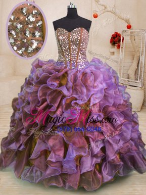 Simple Ball Gowns Sweet 16 Quinceanera Dress Multi-color Sweetheart Organza Sleeveless Floor Length Lace Up