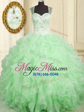 Fine Sleeveless Beading and Ruffles Floor Length Quinceanera Dress