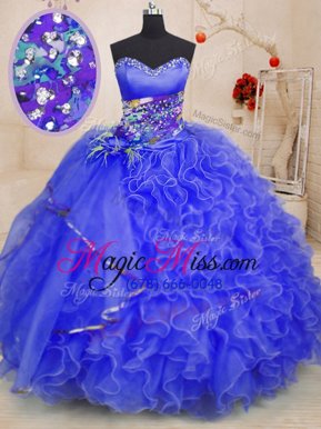 Trendy Sleeveless Beading and Ruffles Lace Up 15 Quinceanera Dress