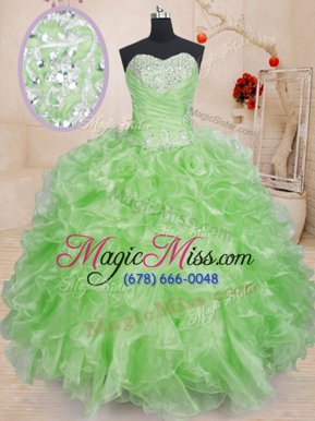 Super Sweetheart Neckline Beading and Ruffles Quinceanera Gowns Sleeveless Lace Up