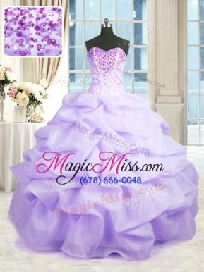 Lavender Sleeveless Beading and Ruffles Floor Length Quinceanera Gowns