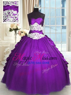 Flirting Pick Ups Ball Gowns Quinceanera Dresses Purple Sweetheart Taffeta Sleeveless Floor Length Lace Up