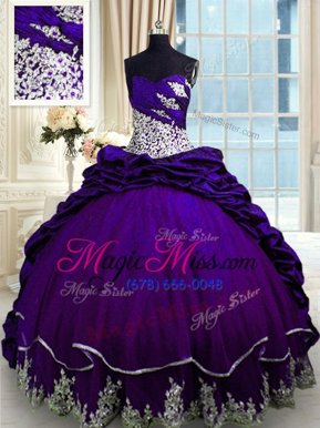 Captivating Pick Ups Sweetheart Sleeveless Brush Train Lace Up Quinceanera Gowns Purple Taffeta