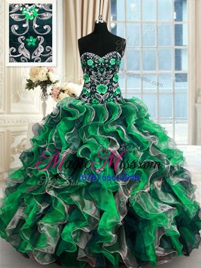 Sweetheart Sleeveless Lace Up 15 Quinceanera Dress Multi-color Organza