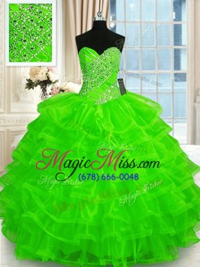 Dramatic Ruffled Floor Length Sweet 16 Dresses Sweetheart Sleeveless Lace Up