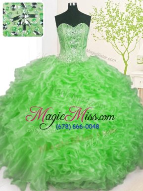 Designer Sleeveless Lace Up Floor Length Beading and Ruffles and Pick Ups Sweet 16 Dresses