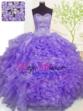 Simple Pick Ups Floor Length Lavender 15 Quinceanera Dress Sweetheart Sleeveless Lace Up