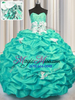 Spectacular Sleeveless Brush Train Lace Up With Train Appliques and Sequins and Pick Ups Ball Gown Prom Dress