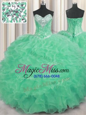 Custom Made Floor Length Ball Gowns Sleeveless Apple Green Vestidos de Quinceanera Lace Up