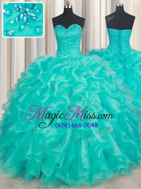 Best Selling Sleeveless Beading and Ruffles Lace Up Quinceanera Dresses