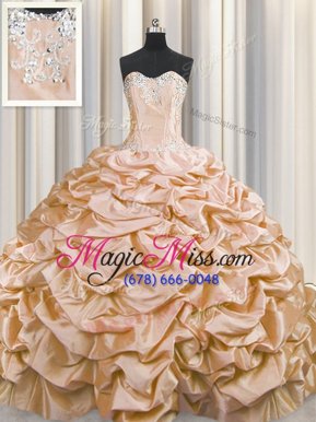 Smart Pick Ups Brush Train Sweep Train Ball Gowns Sweet 16 Dress Peach Sweetheart Taffeta Sleeveless Lace Up