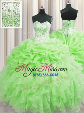 Dynamic Visible Boning Quinceanera Gown Military Ball and Sweet 16 and Quinceanera and For with Beading and Ruffles and Pick Ups Sweetheart Sleeveless Lace Up