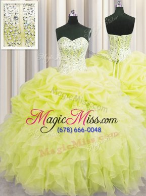 Vintage Visible Boning Floor Length Ball Gowns Sleeveless Yellow Green Sweet 16 Quinceanera Dress Lace Up