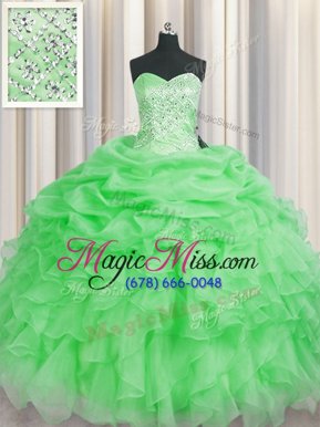 Artistic Floor Length Ball Gowns Sleeveless Green Ball Gown Prom Dress Lace Up