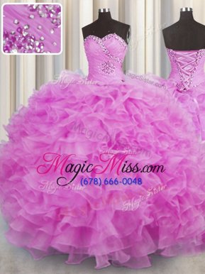 High Class Sleeveless Lace Up Floor Length Beading and Ruffles Quinceanera Dress