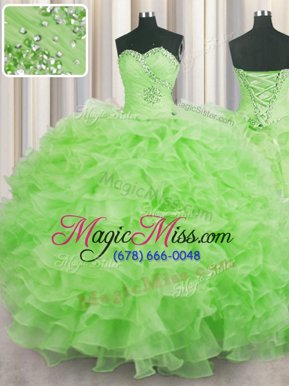 Stylish Sleeveless Beading and Ruffles Lace Up Vestidos de Quinceanera