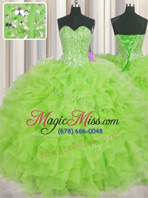 Admirable Visible Boning Sweet 16 Quinceanera Dress Military Ball and Sweet 16 and Quinceanera and For with Beading and Ruffles Sweetheart Sleeveless Lace Up