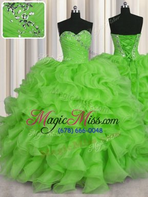 Sumptuous Floor Length Quinceanera Dresses Organza Sleeveless Beading and Ruffles