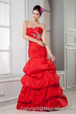 Sweet Red Mermaid Prom Dress Sweetheart Beading Floor-length Taffeta