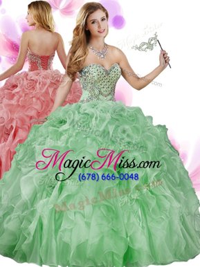 Beautiful Floor Length Ball Gowns Sleeveless Green Quinceanera Gown Lace Up