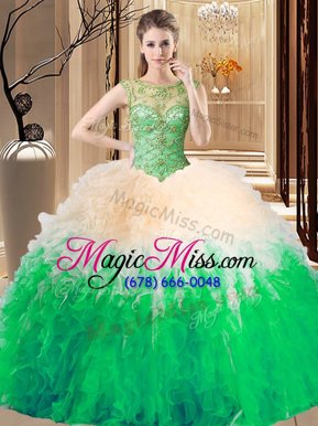 Vintage Multi-color Scoop Neckline Beading Quinceanera Gown Sleeveless Lace Up