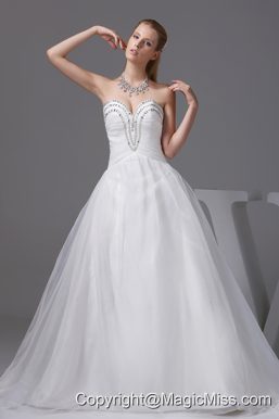 Ruching Beading Sweetheart A-line Wedding Dress