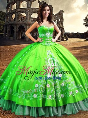 Fine Satin Lace Up Off The Shoulder Sleeveless Floor Length Sweet 16 Dress Lace and Embroidery